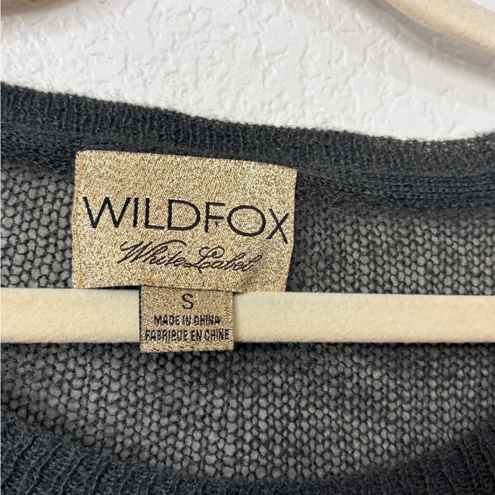 Wildfox Celestial Distressed Charcoal Knit Sweater Small EUC - Picture 3 of 6